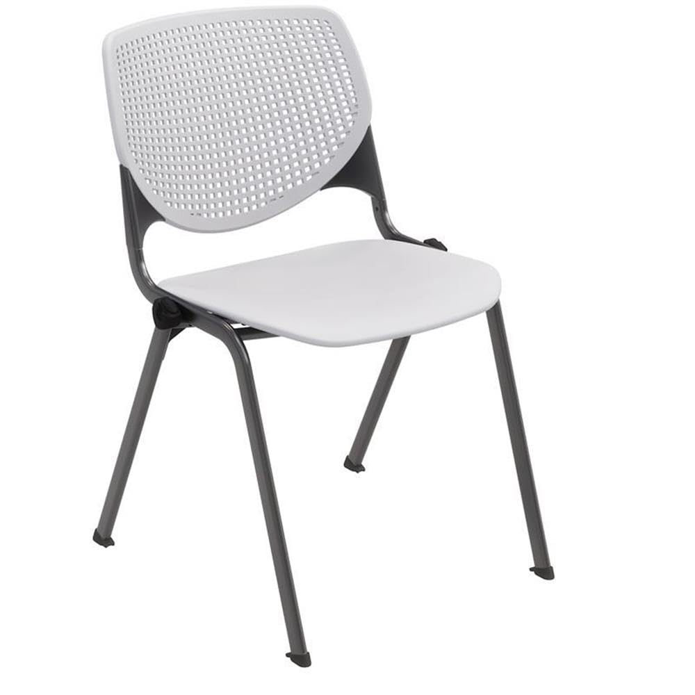 Light Grey Plastic Stack Chair with Black Steel Frame A309024