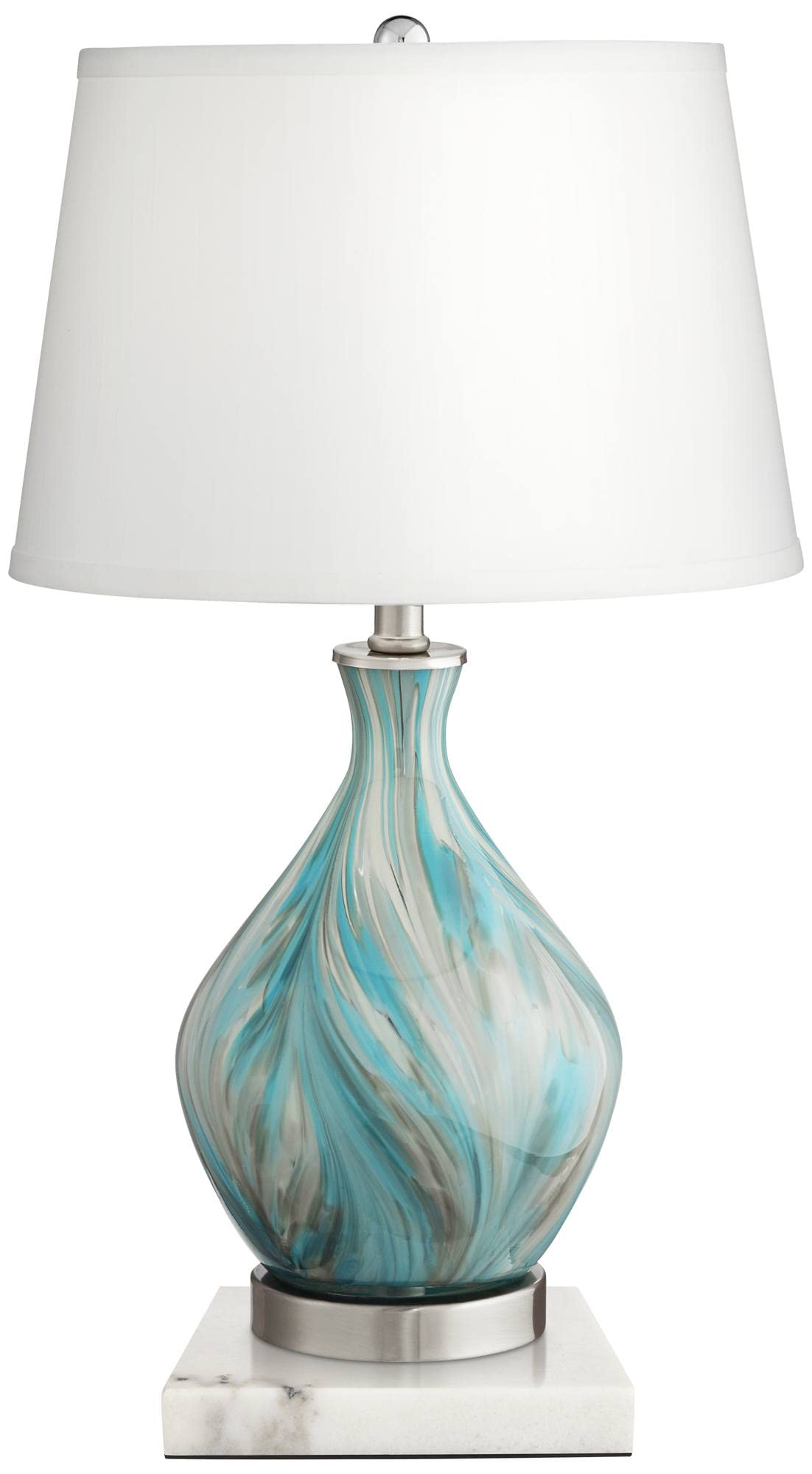 22" High Table Lamp Vase with Square White Marble Riser B4136
