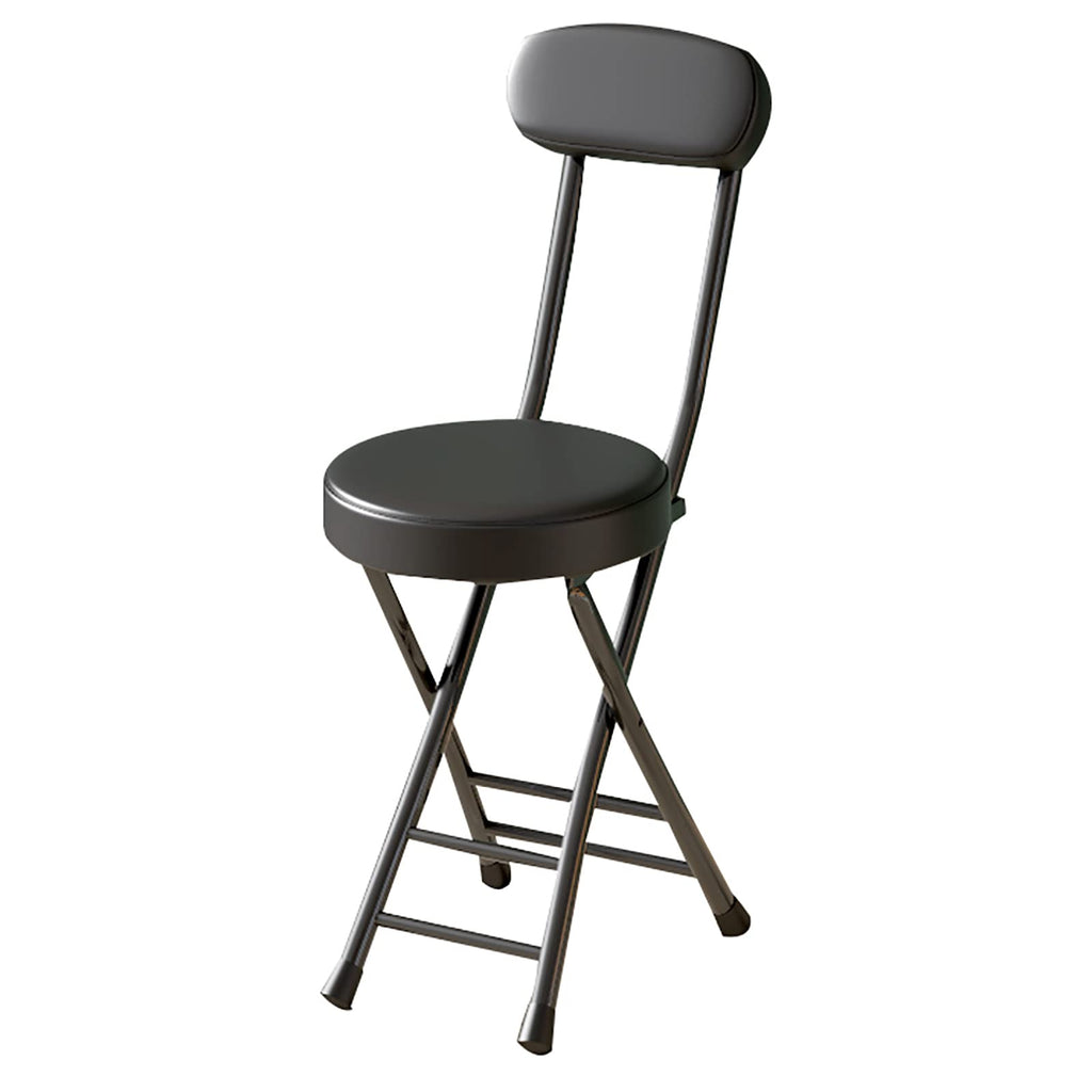 18 Inch Black Folding Stool with Backrest G620
