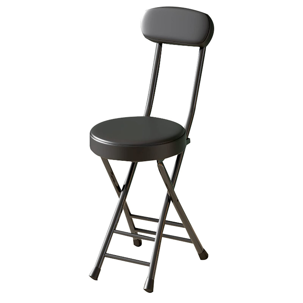 18 Inch Black Folding Stool with Backrest G620