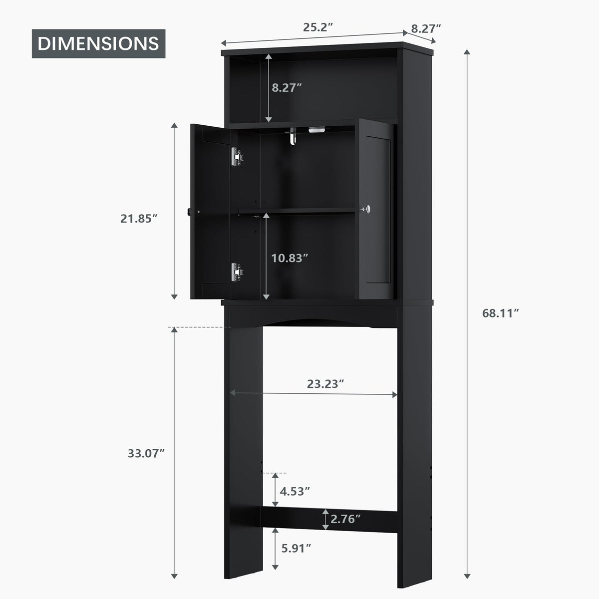Black Over The Toilet Storage Cabinet V67397