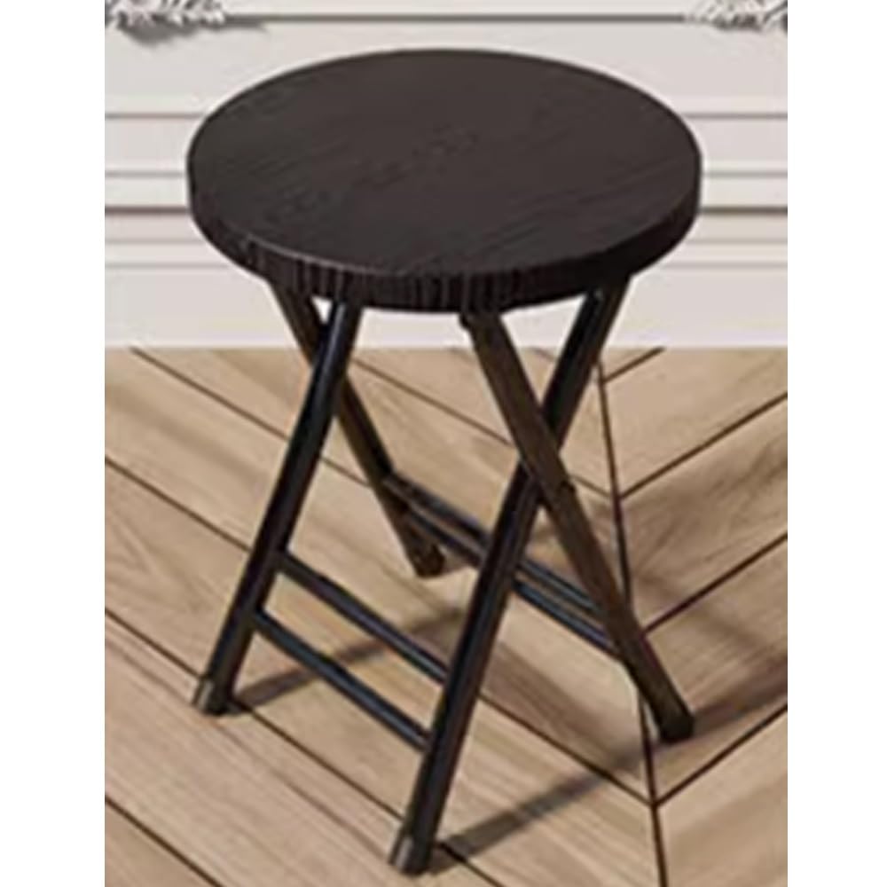 Black 18-Inch Round Folding Stool E142