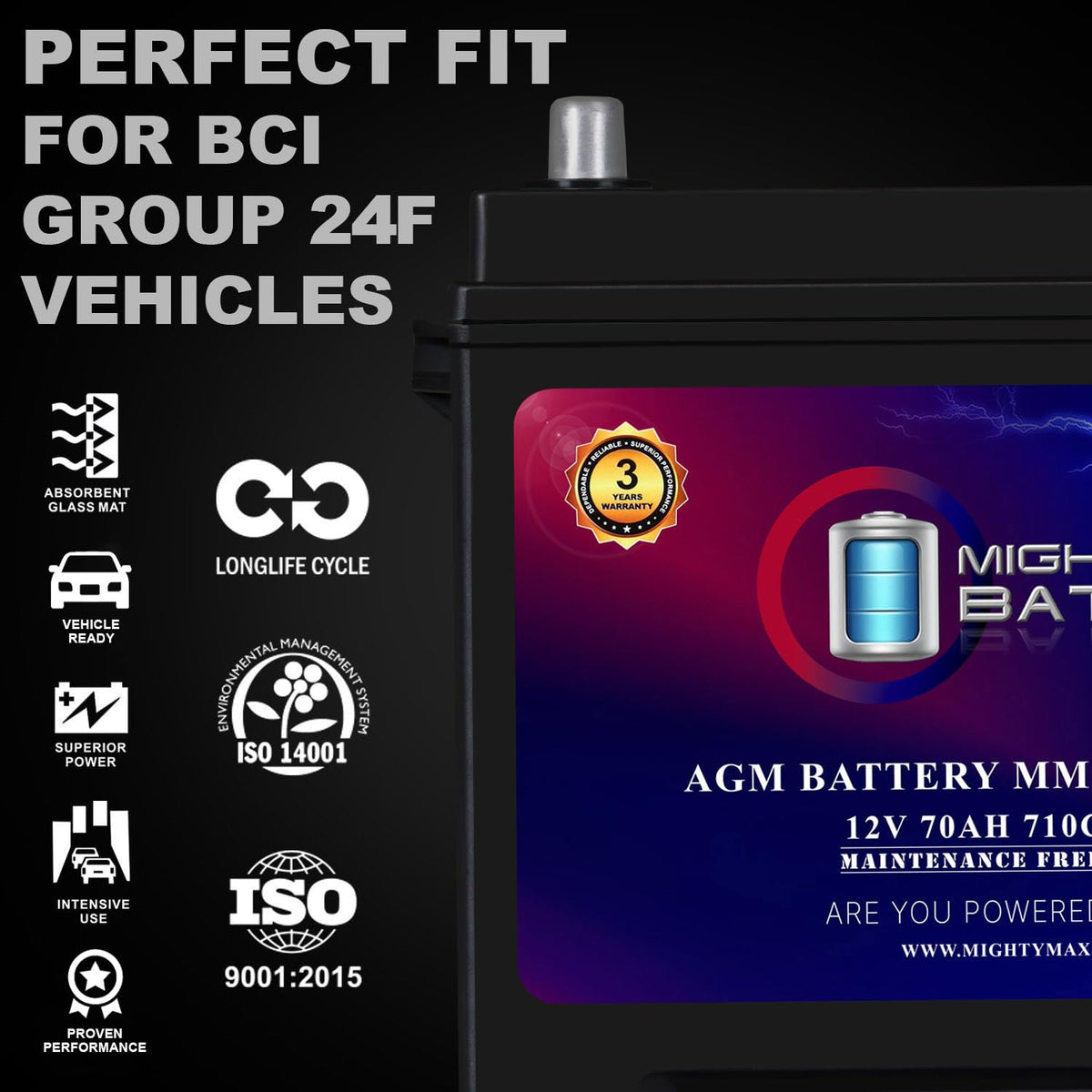 12V 70Ah AGM Replacement Battery L2915