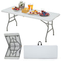 6FT White Plastic Folding Table with Carrying Handle S3430