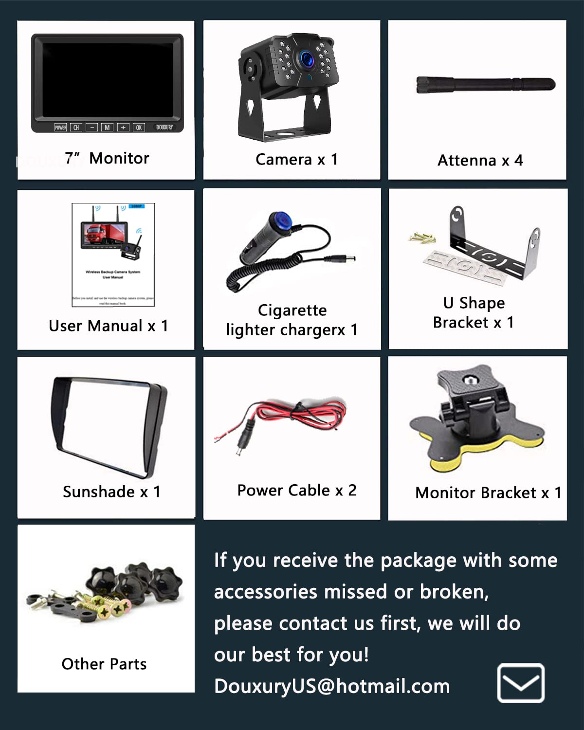 IP69 Waterproof HD 1080P Wireless Backup Camera System with 7" Monitor K775