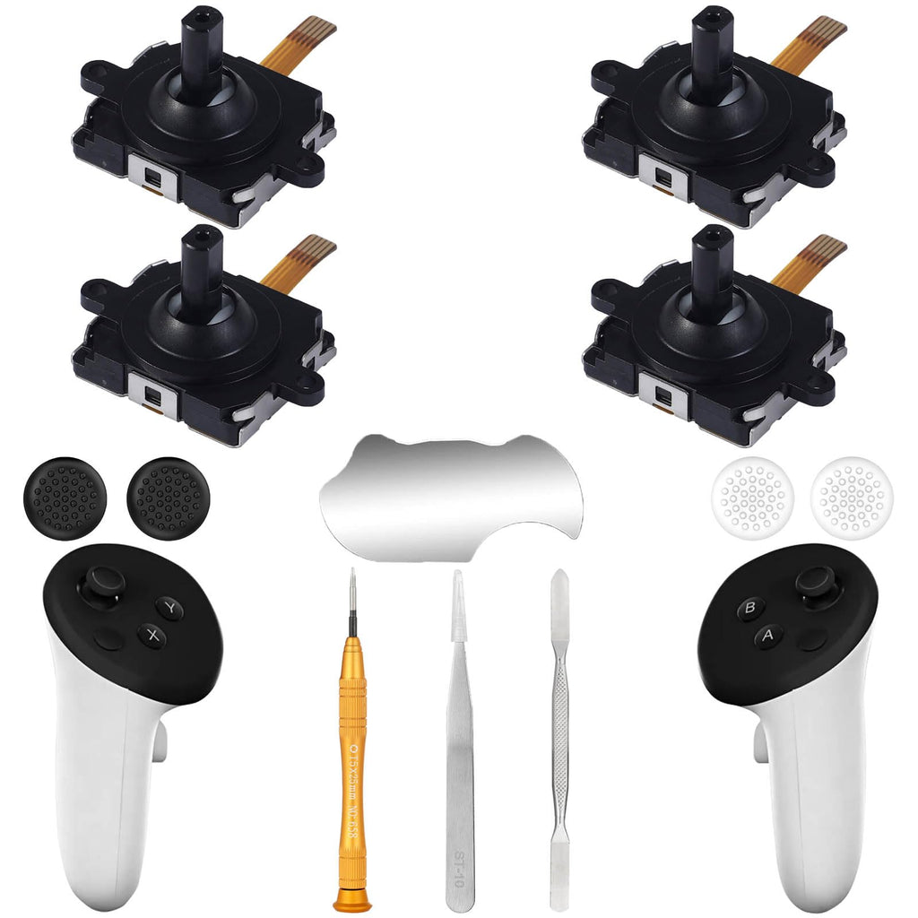 4 Pack Joystick Replacement Kit, Include 4 Joysticks, 4 Thumbstick Grips, T5 Screwdriver, Tweezer, Pry Tool M677054