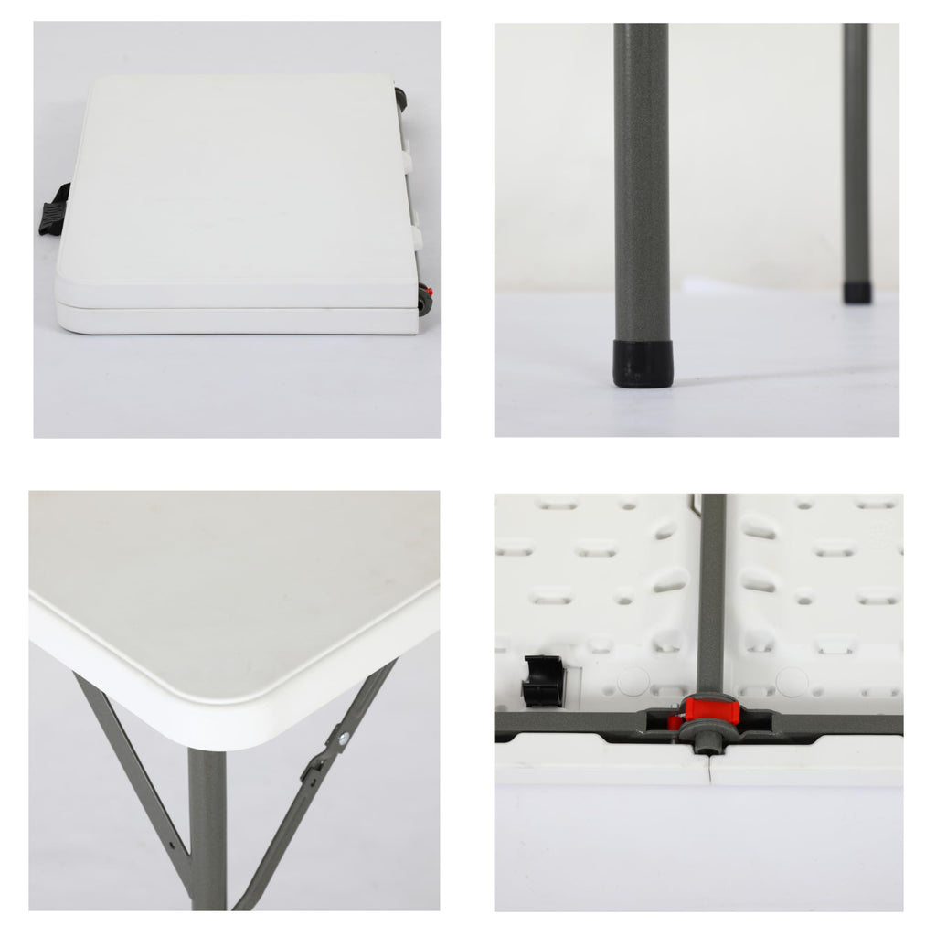 34" Folding Card Table Heavy Duty Plastic Square Table with Handle and Lock C8000