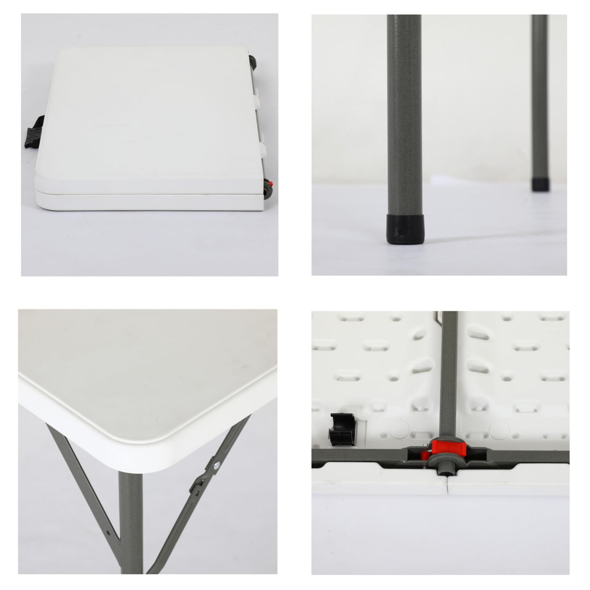 34" Folding Card Table Heavy Duty Plastic Square Table with Handle and Lock C8000