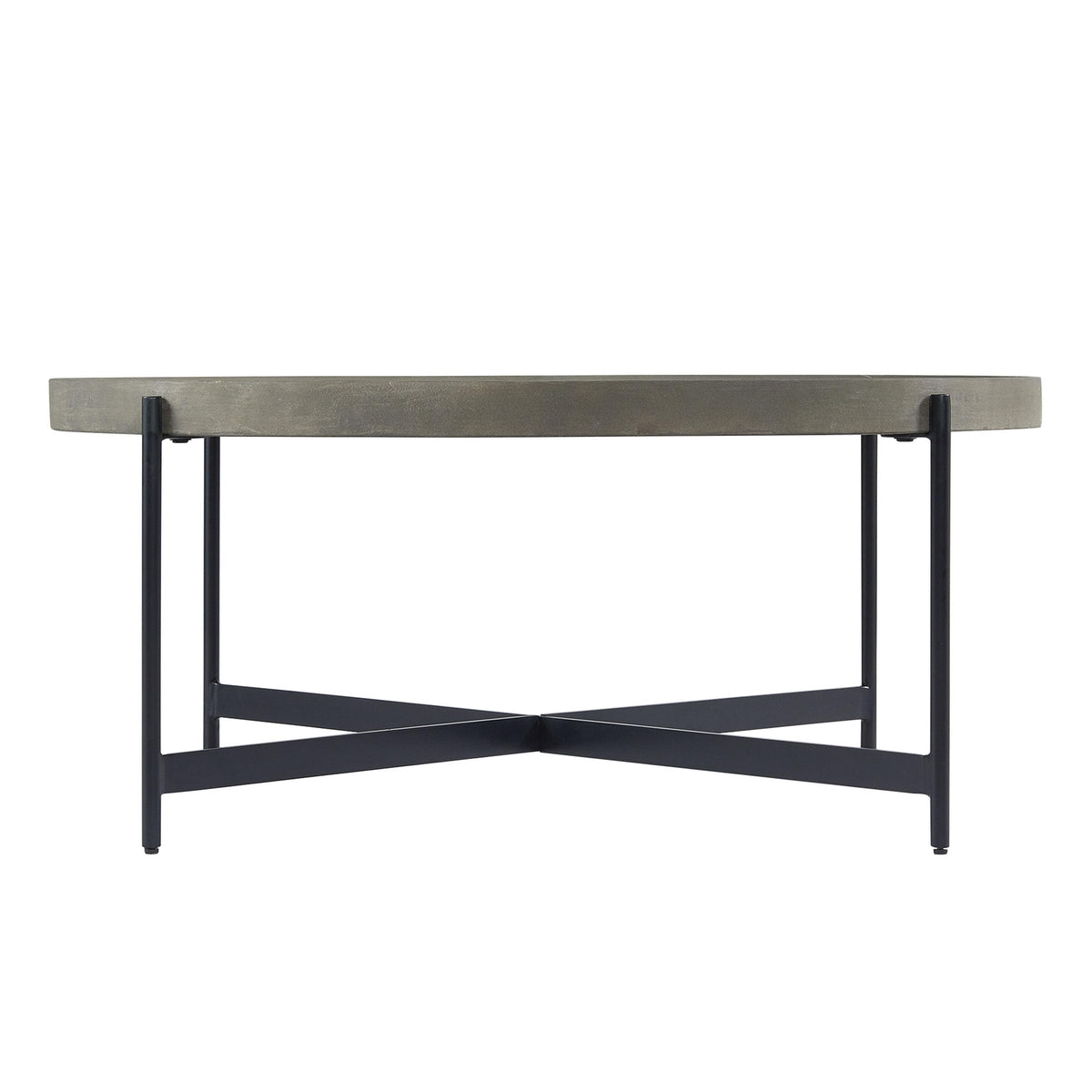 42-Inch Round Concrete-Coated Wood Coffee Table with Tray Top V353049