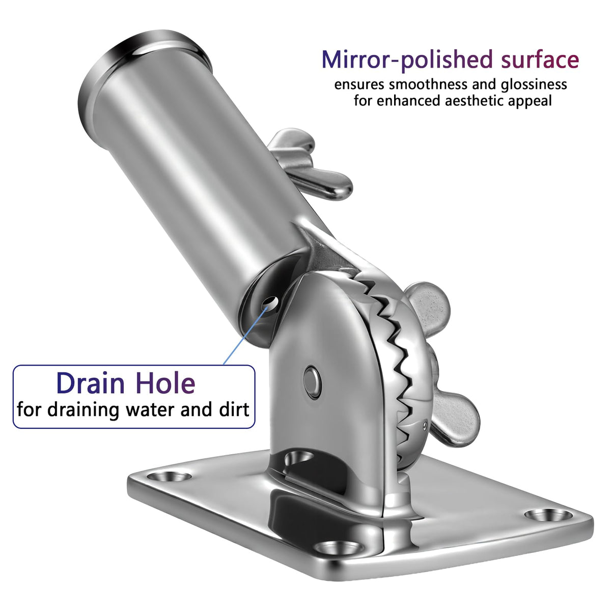 316 Stainless Steel Flag Pole Holder Bracket with Drain Hole, 1" A219674