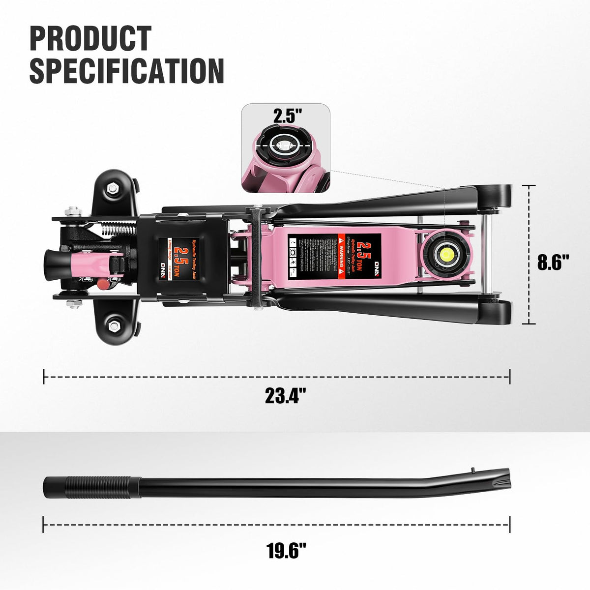 Low Profile Hydraulic Trolley Floor Jack 2.5 Ton Pink B86363