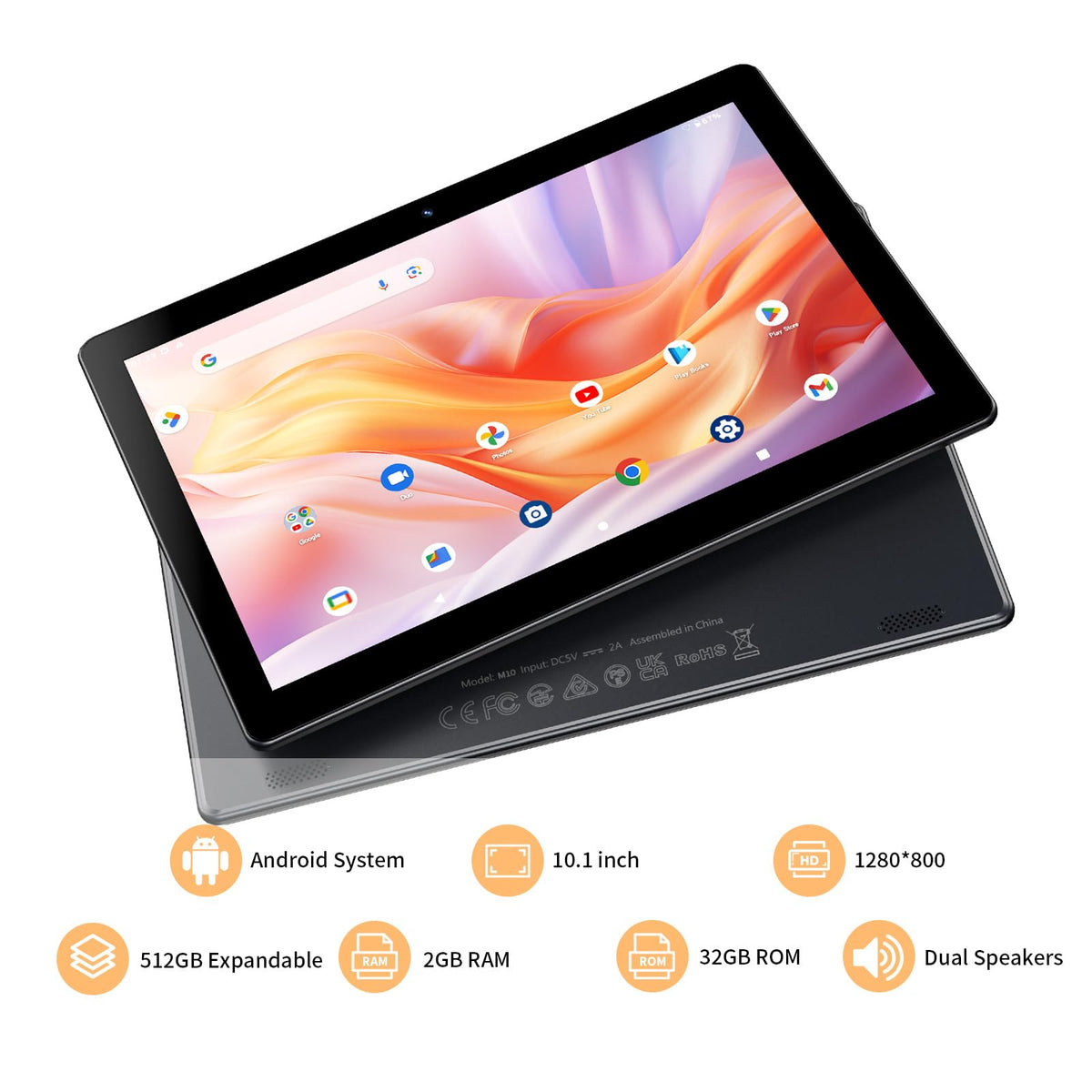 10 inch Android Tablet 32GB ROM 2GB RAM Quad-Core 6000mAh W3012