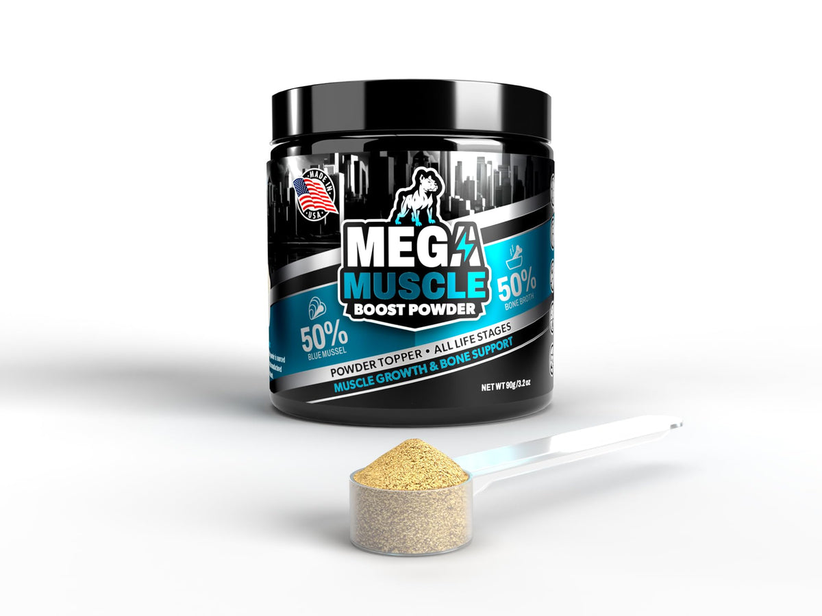 Dog Muscle Support Powder Blue Mussel Bone Broth Food Topper 3.2 oz C107