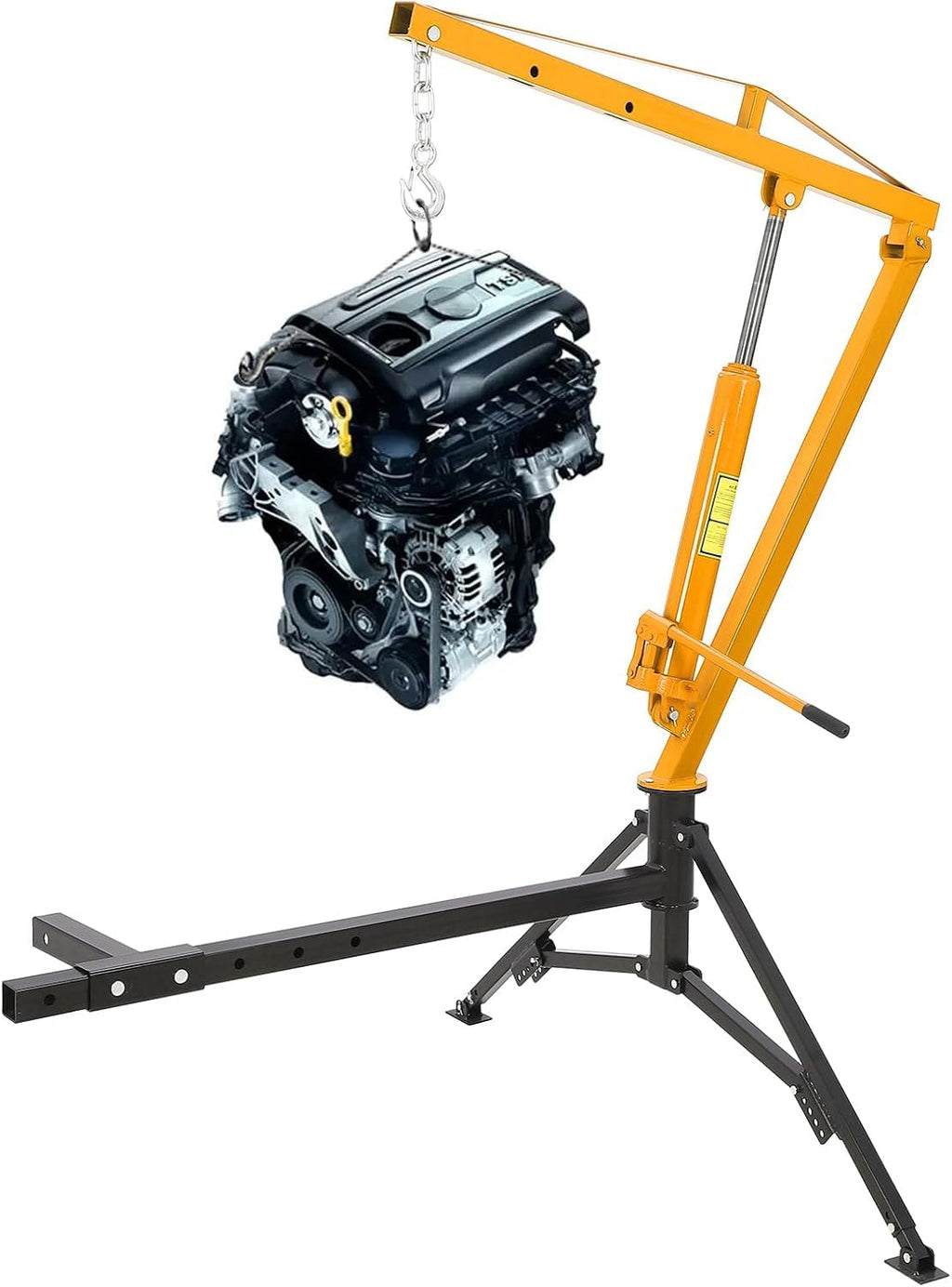 Hydraulic Hitch Mounted Pickup Truck Crane, 1000 Lbs Capacity, 360° Swivel, Yellow Y322620