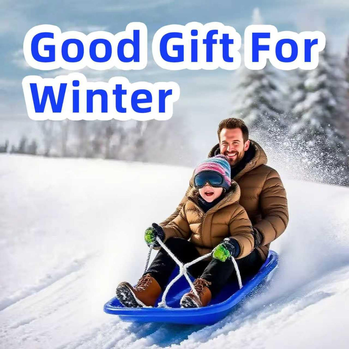 35 inch Plastic Snow Sled with Leash and 2 Handles F32247