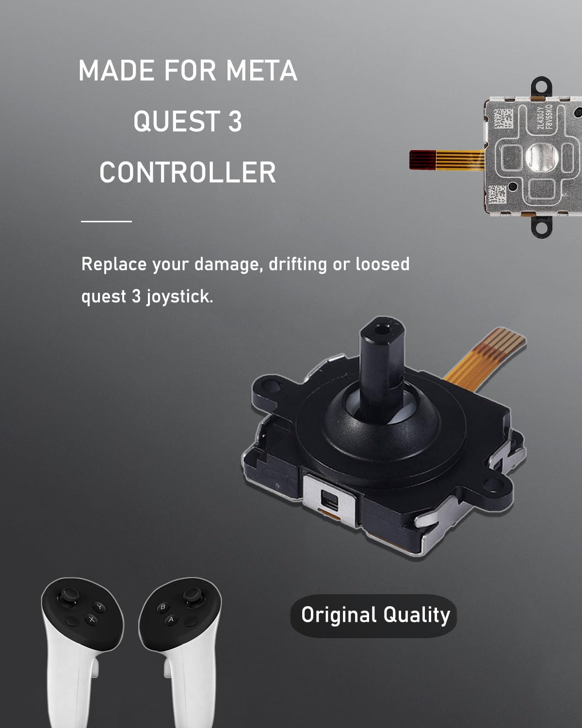 4 Pack Joystick Replacement Kit, Include 4 Joysticks, 4 Thumbstick Grips, T5 Screwdriver, Tweezer, Pry Tool M677054