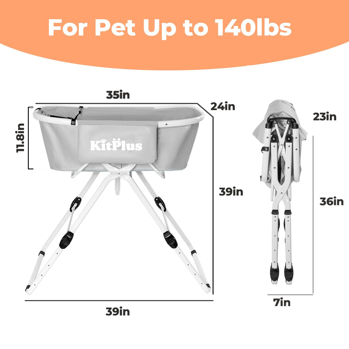 Portable 5 Height Adjustable Dog Bathtub I876