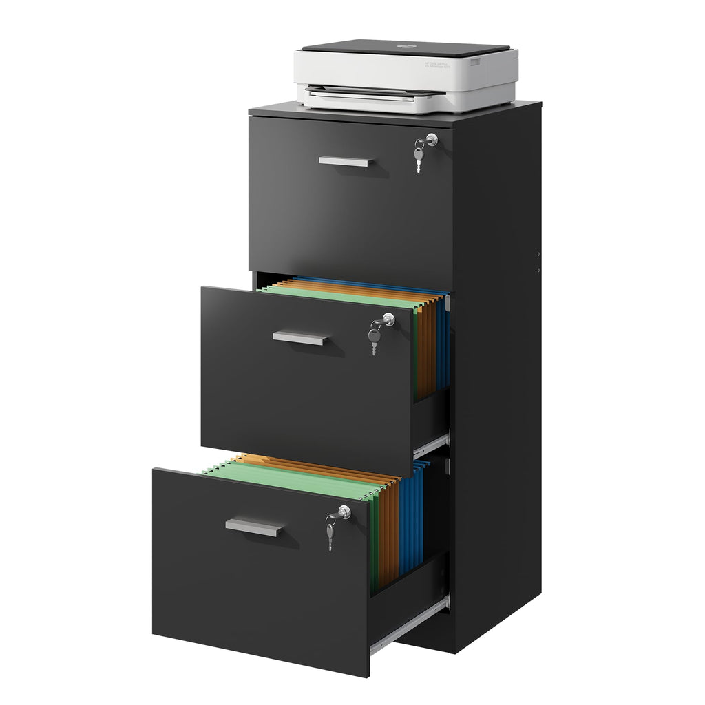 3 Drawer Wood File Cabinet with Lock I37596