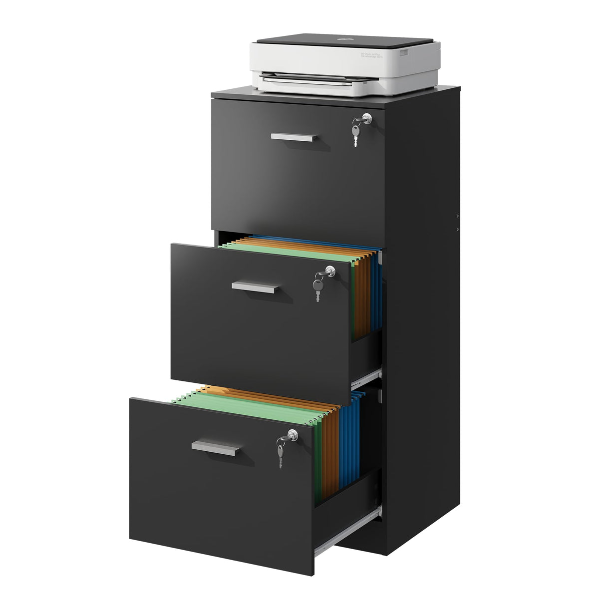 3 Drawer Wood File Cabinet with Lock I37596