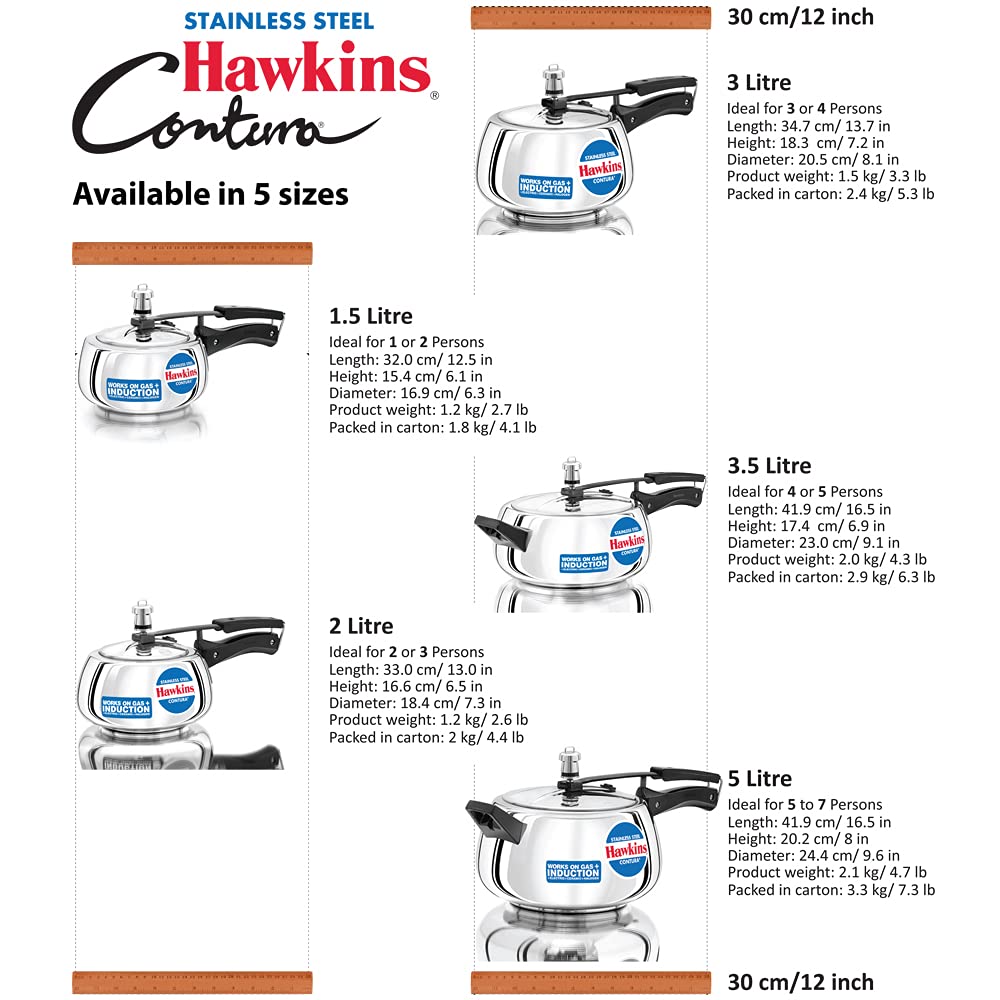 Stainless Steel Pressure Cooker, 2 Liter, Silver N126324
