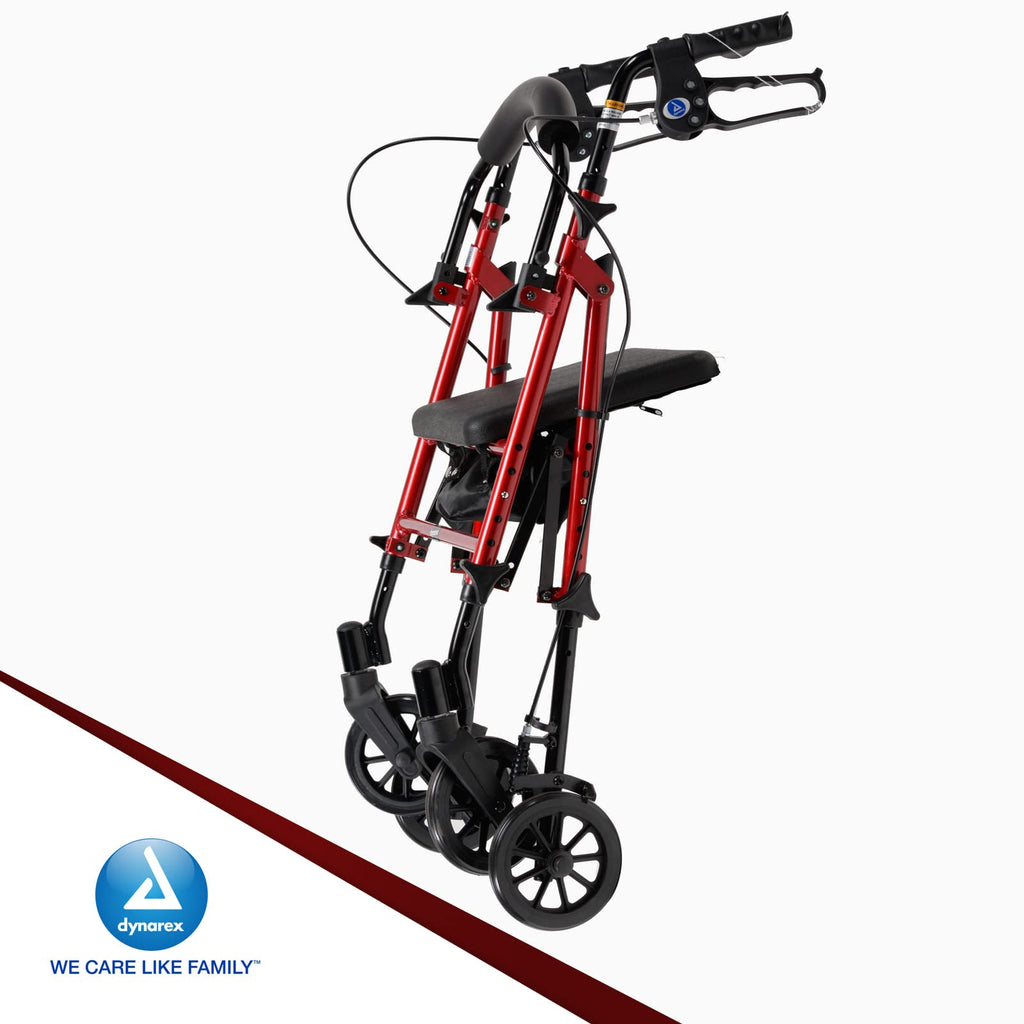 Foldable Aluminum Rollator with Adjustable Seat and Detachable Caster, Red O586579