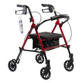Foldable Aluminum Rollator with Adjustable Seat and Detachable Caster, Red O586579