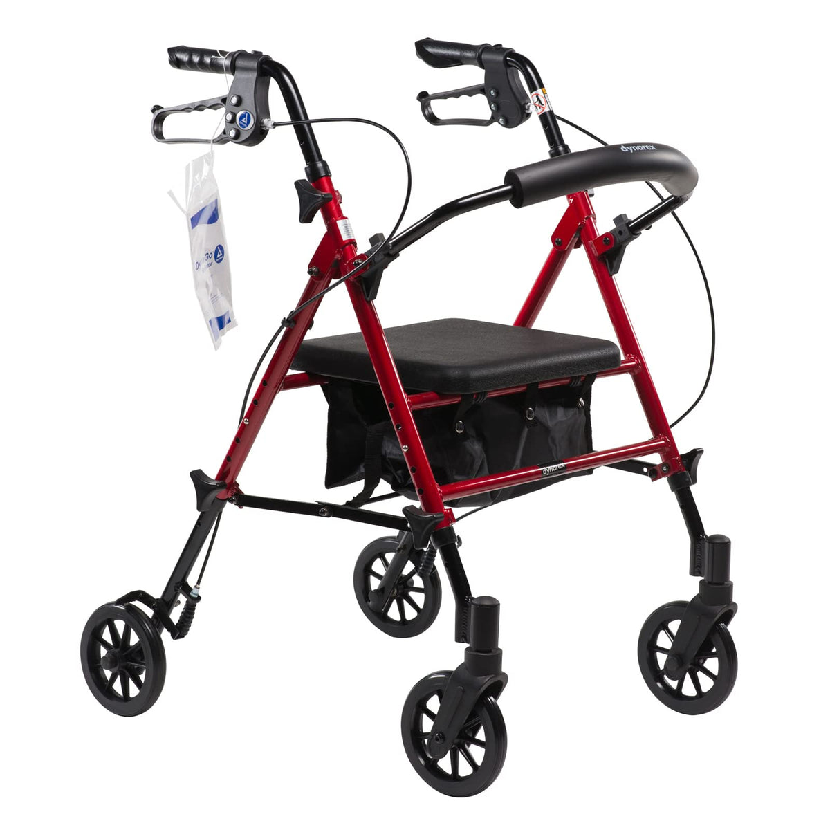 Foldable Aluminum Rollator with Adjustable Seat and Detachable Caster, Red O586579