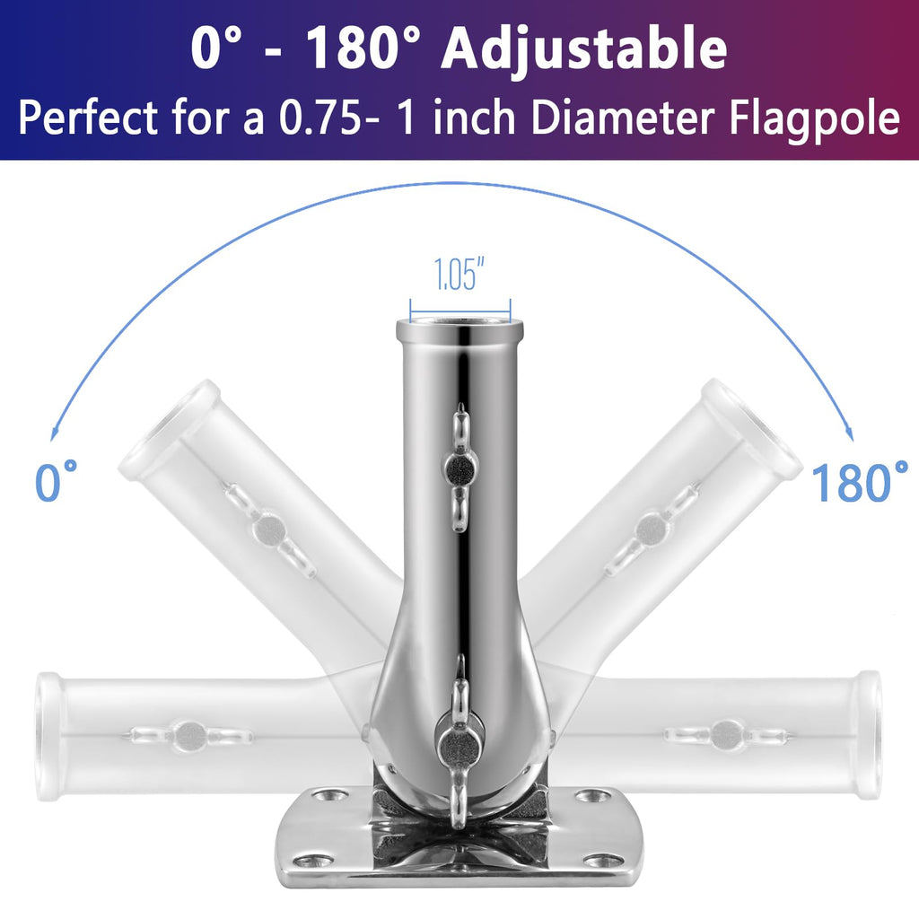 316 Stainless Steel Flag Pole Holder Bracket with Drain Hole, 1" A219674