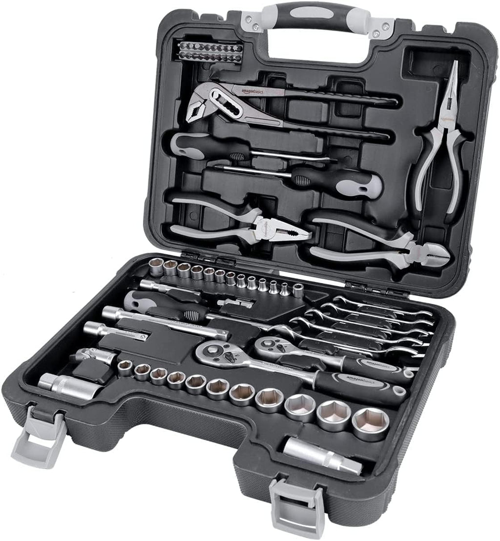 65-Piece Household Hand Tool Kit Set with Storage Case W22565