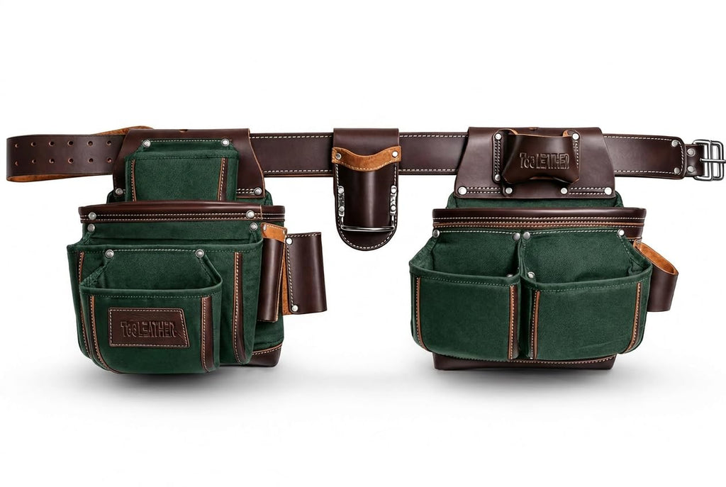 Leather & Nylon 22 Pocket Tool Belt with Hammer Holder J554152