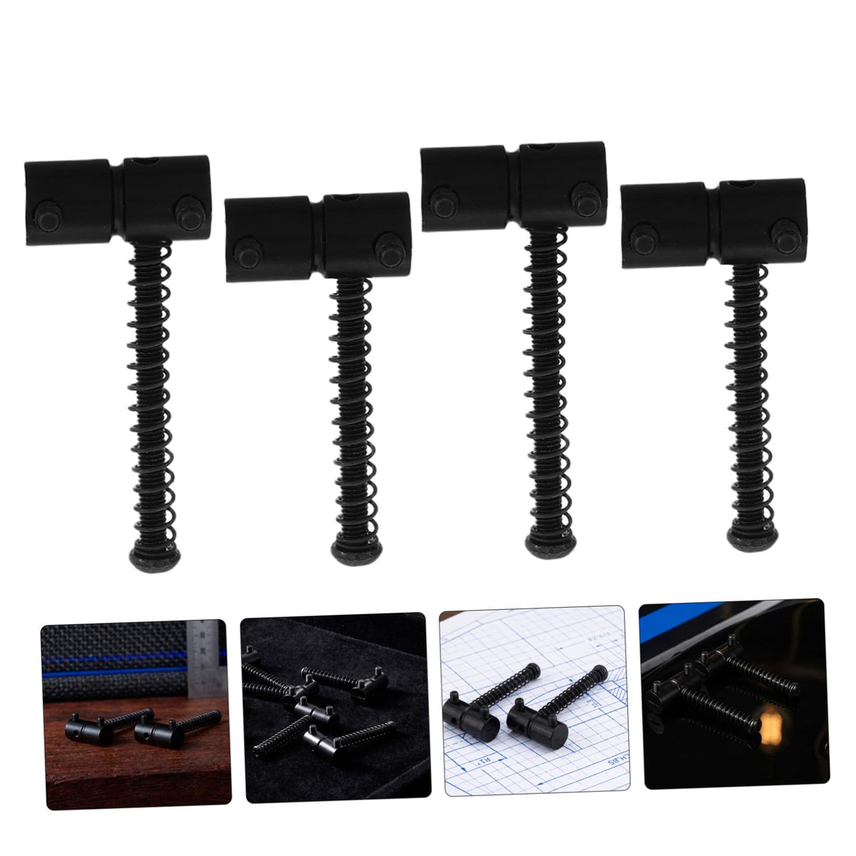 4-string Bass Guitar Metal Bridge Saddles 2 Sets Black V67190