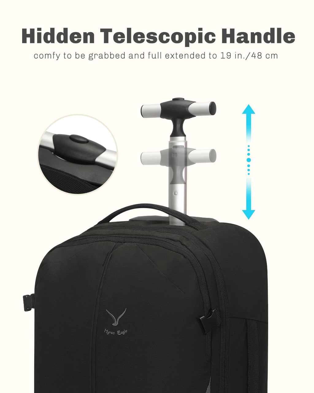 Rolling Backpack with Wheels 43L with Packing Cubes Set 6PC O776648