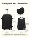 Rolling Backpack with Wheels 43L with Packing Cubes Set 6PC O776648