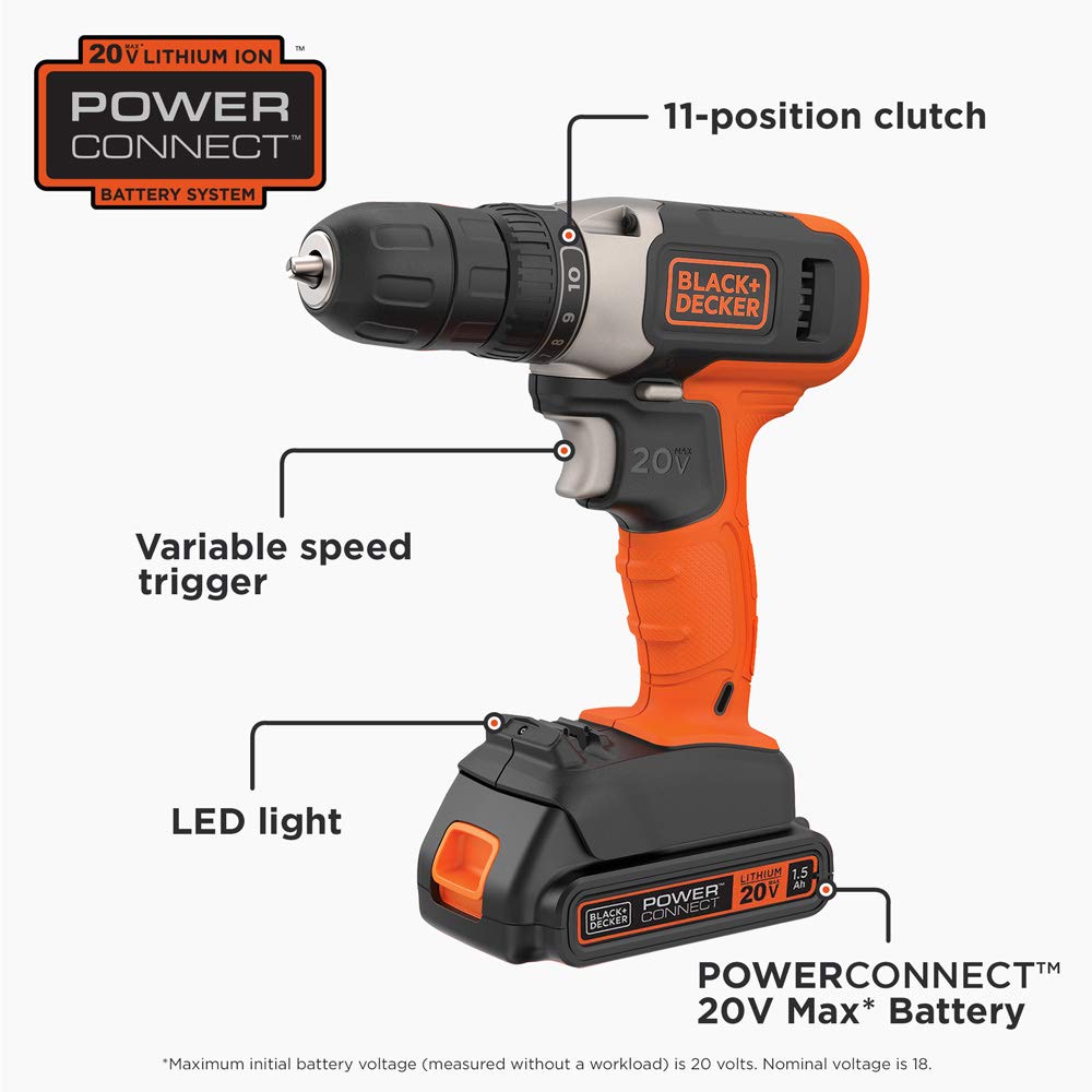 20V MAX Cordless Drill Kit with Battery and Charger O52352