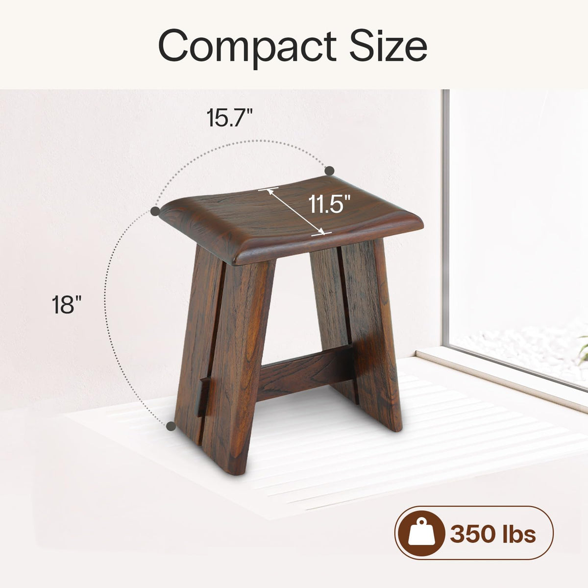 Teak 18-Inch Curved Wooden Shower Seat H504