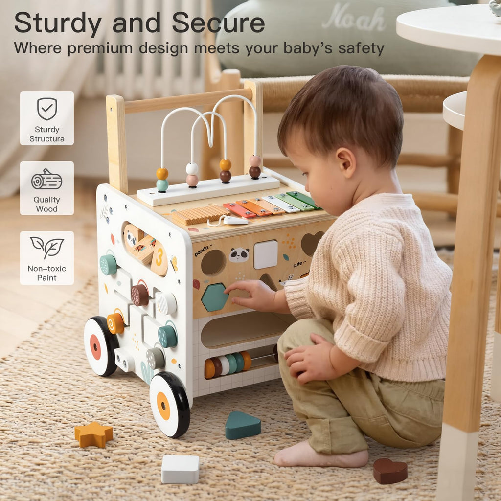 Wooden Baby Walker Activity Cube Push Walker B16362
