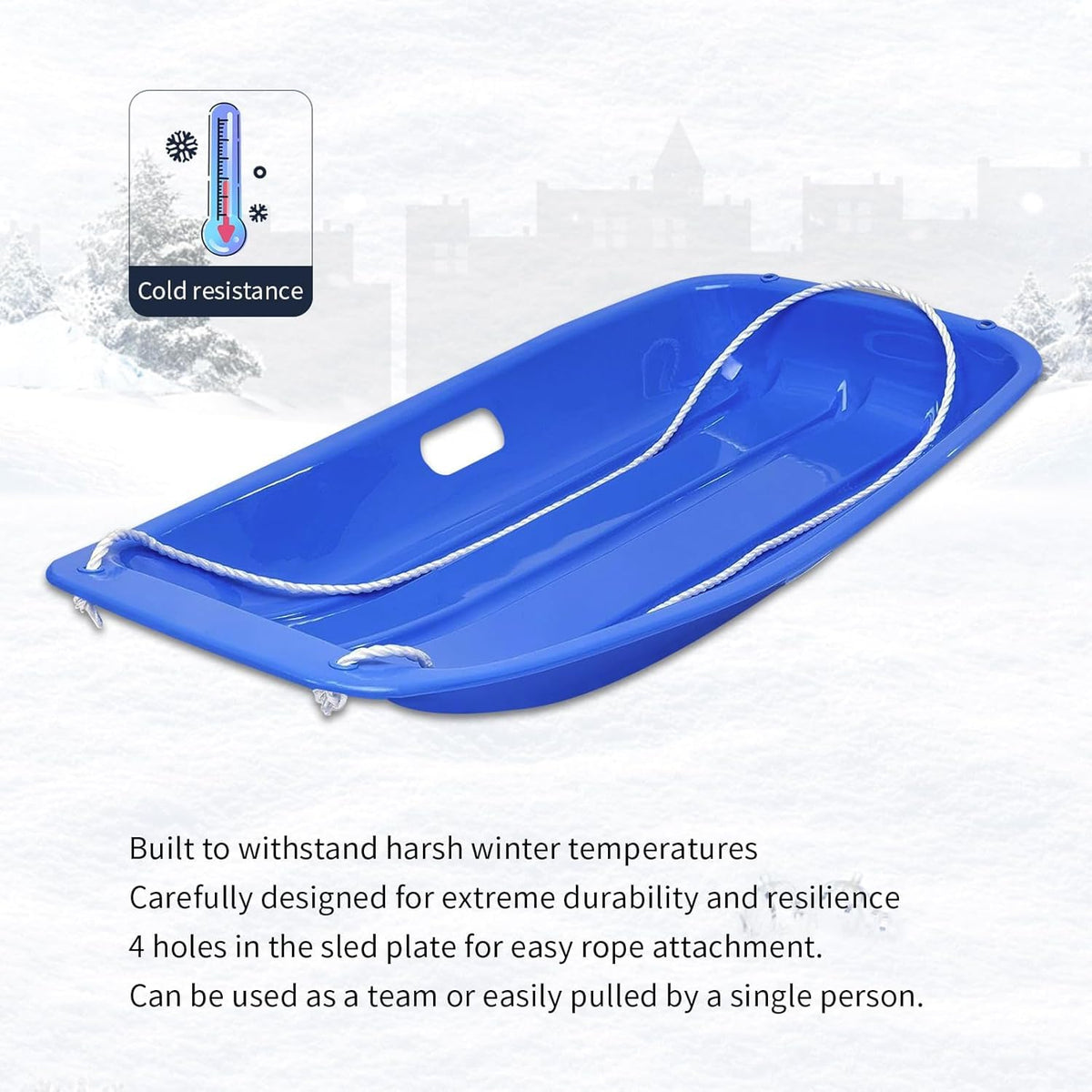 35 inch Plastic Snow Sled with Leash and 2 Handles F32247