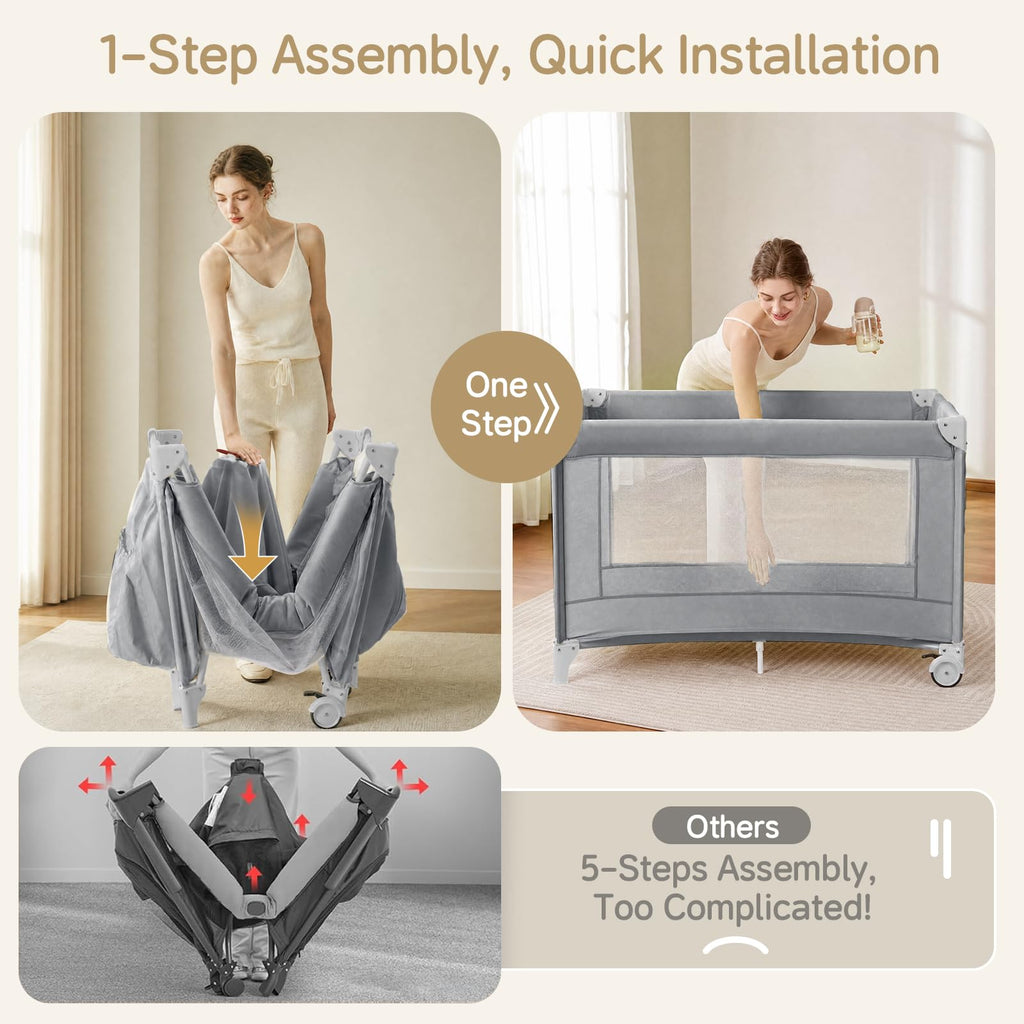 4 in 1 Grey Baby Bassinet Y896217