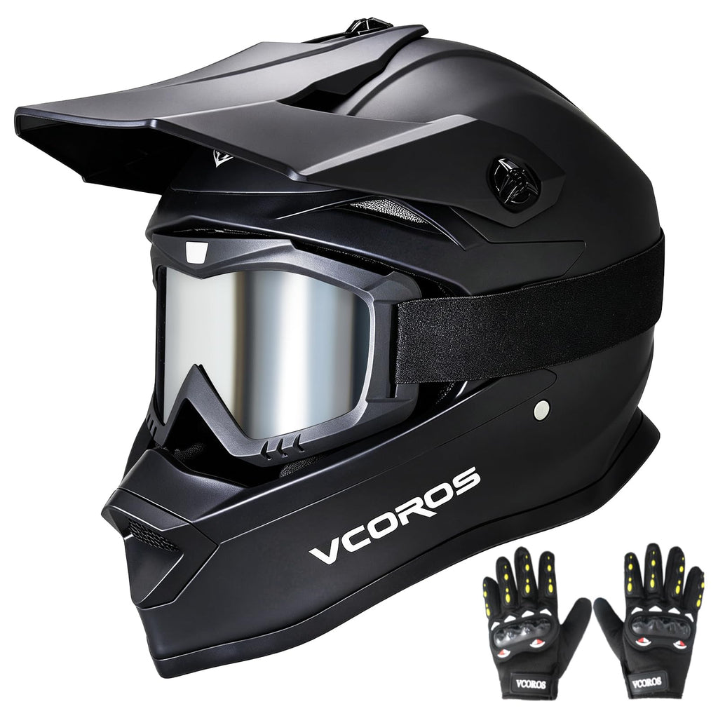 Kids Dirt Bike Helmet Set DOT Certified with Goggles Gloves D77119