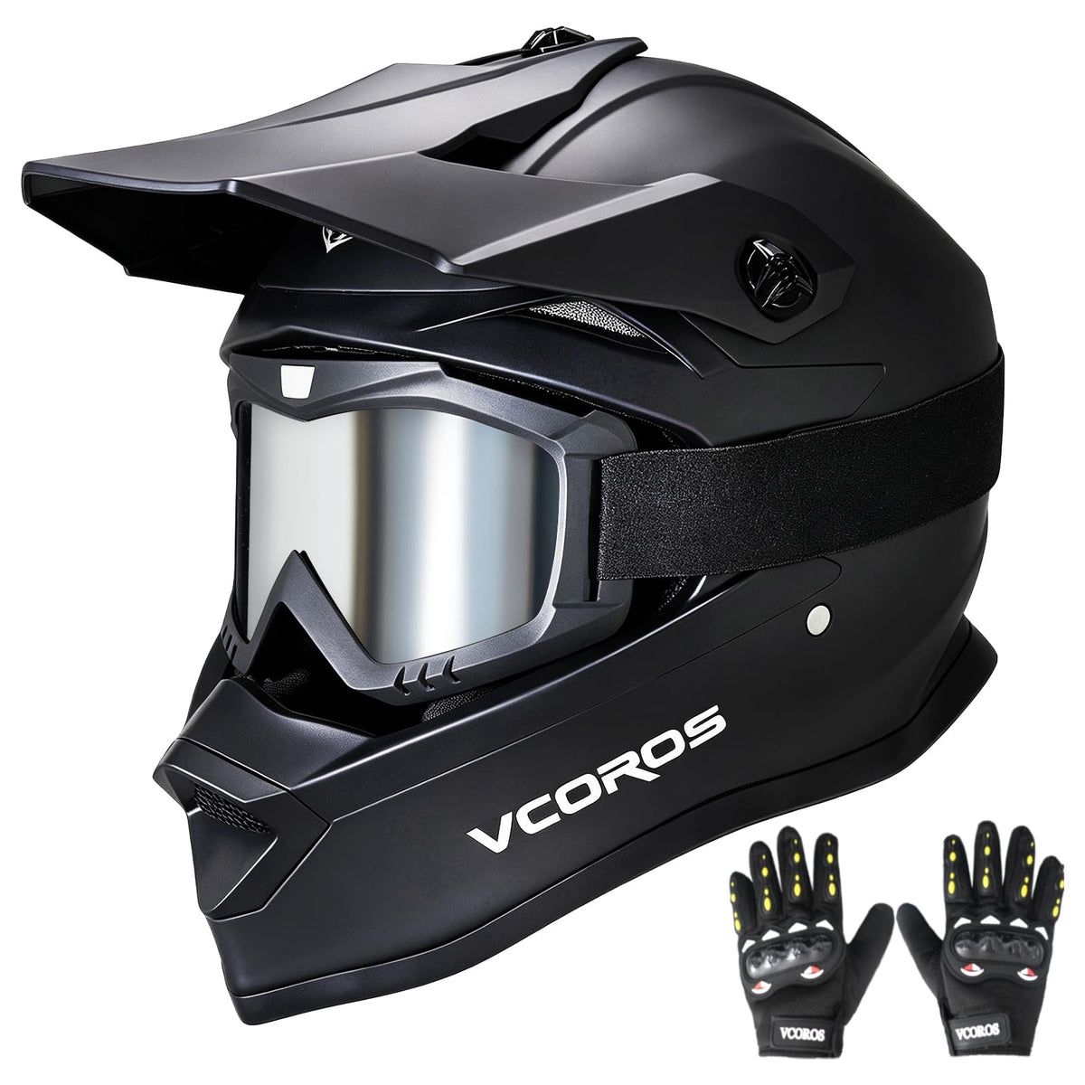 Kids Dirt Bike Helmet Set DOT Certified with Goggles Gloves D77119
