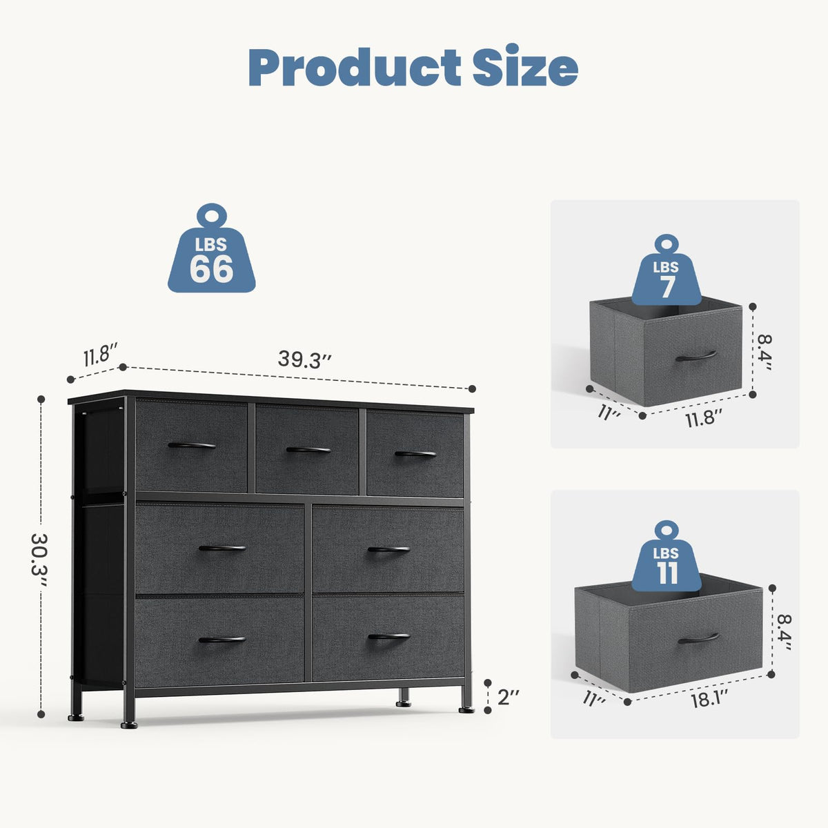 7 Drawer Fabric Dresser O629