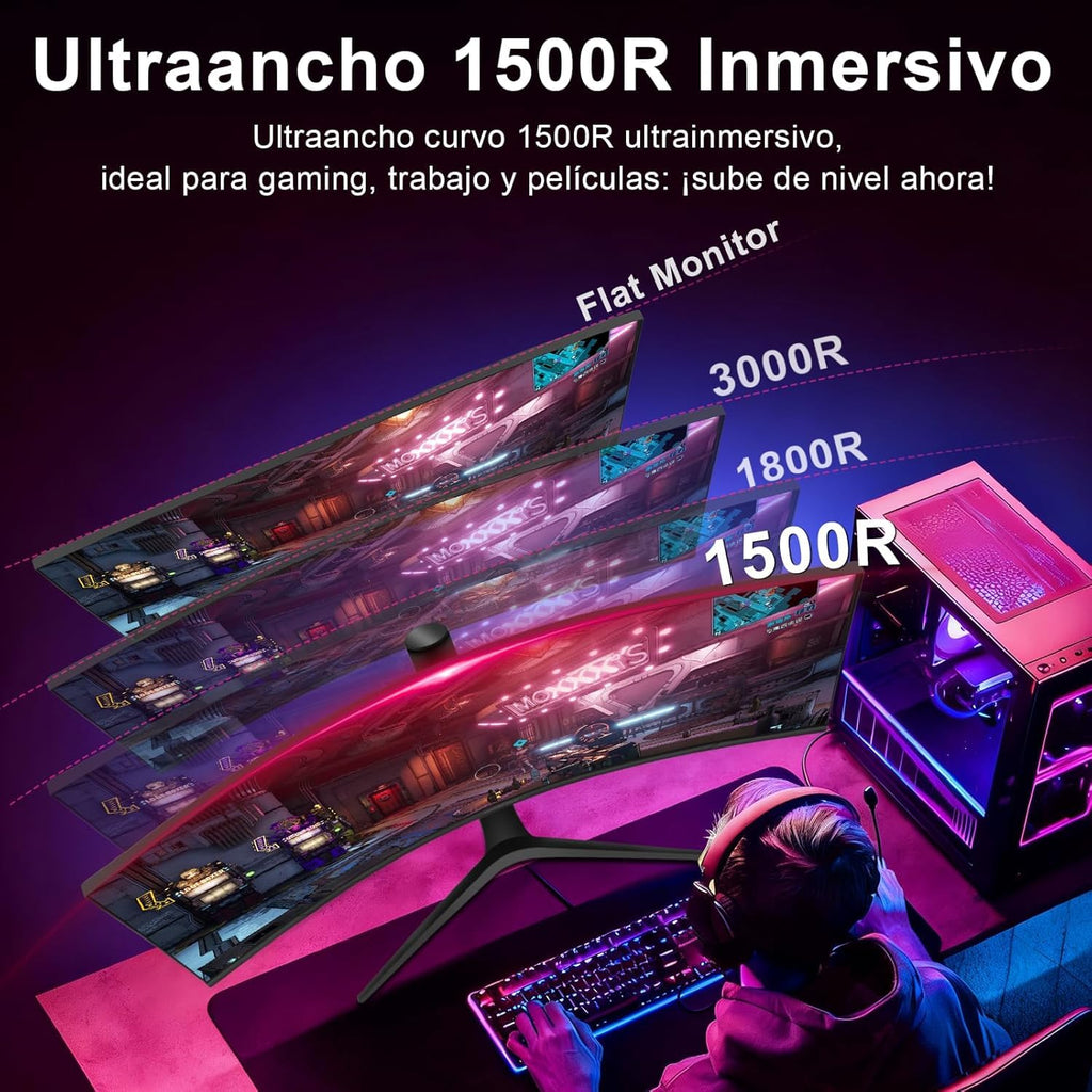 34 Inch Curved Ultrawide Gaming Monitor 180Hz UWQHD O6472