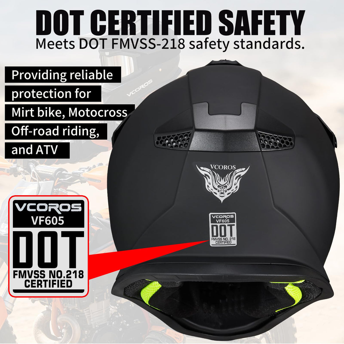 Kids Dirt Bike Helmet Set DOT Certified with Goggles Gloves D77119
