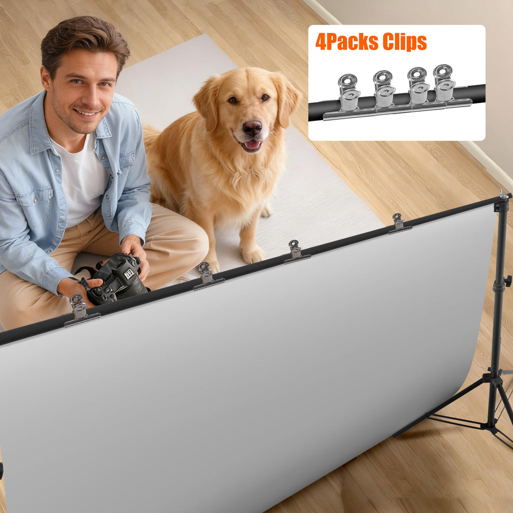 6.5x10FT Portable Backdrop Stand Kit with 4 Steel Clamps Carrying Bag O679558