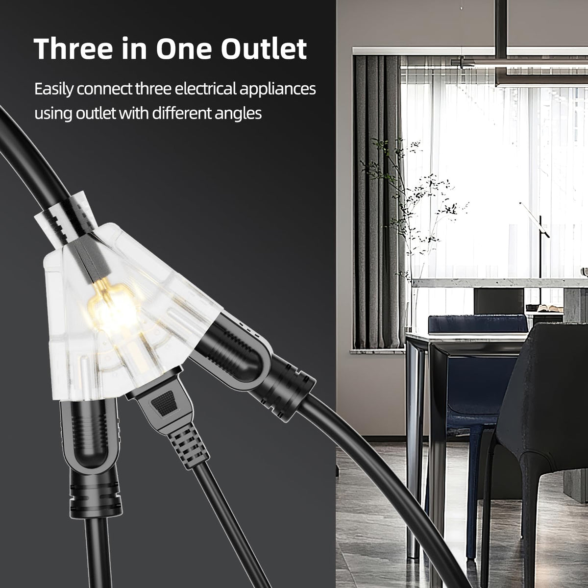100 FT 12 Gauge Black Extension Cord with 3 Outlet E31518