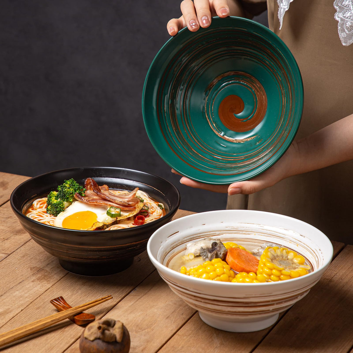 Multicolor Ceramic Ramen Bowl Set of 4 W266353