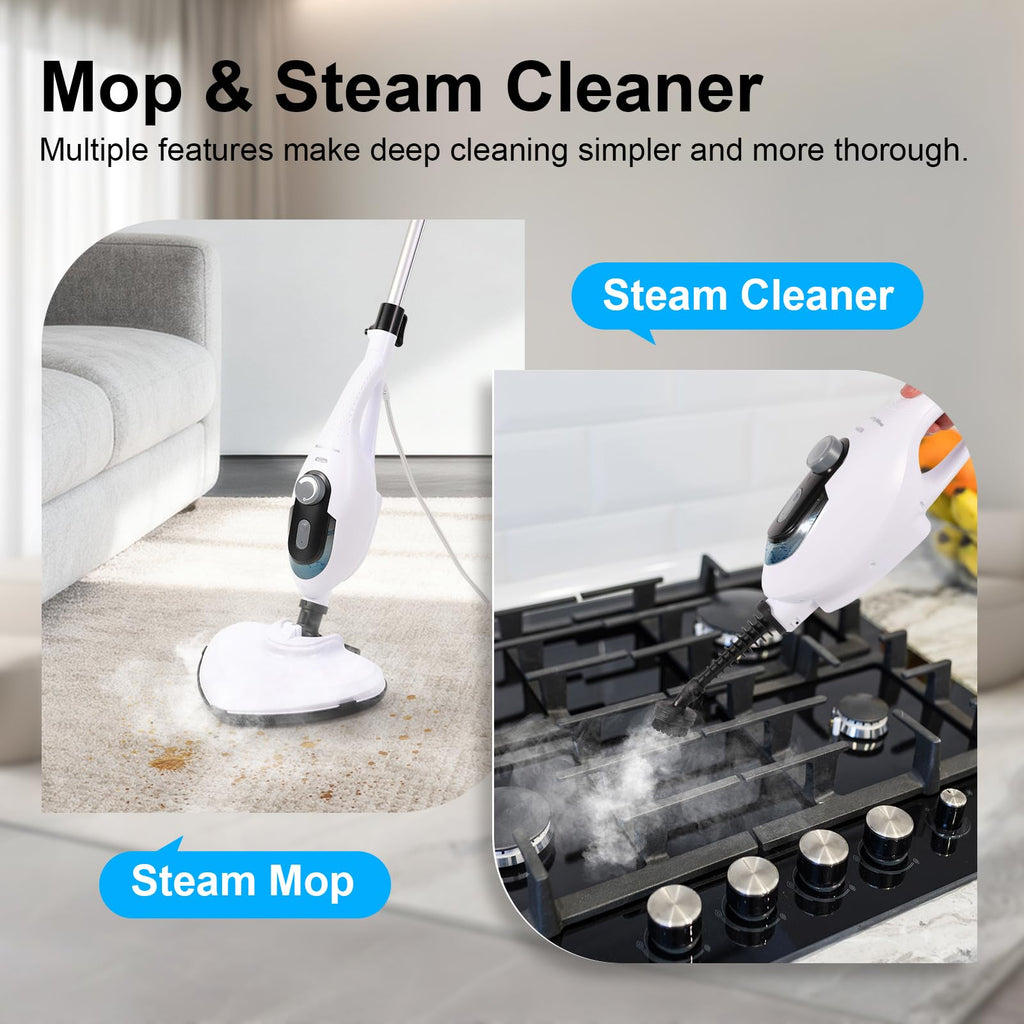 1550W 11-in-1 Steam Mop with 21.3FT Cord, White Z969482