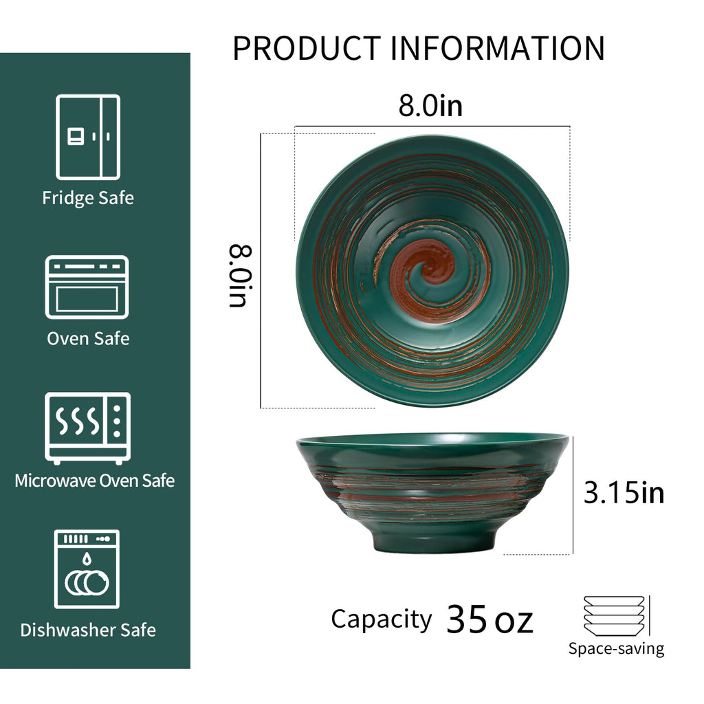 Multicolor Ceramic Ramen Bowl Set of 4 W266353