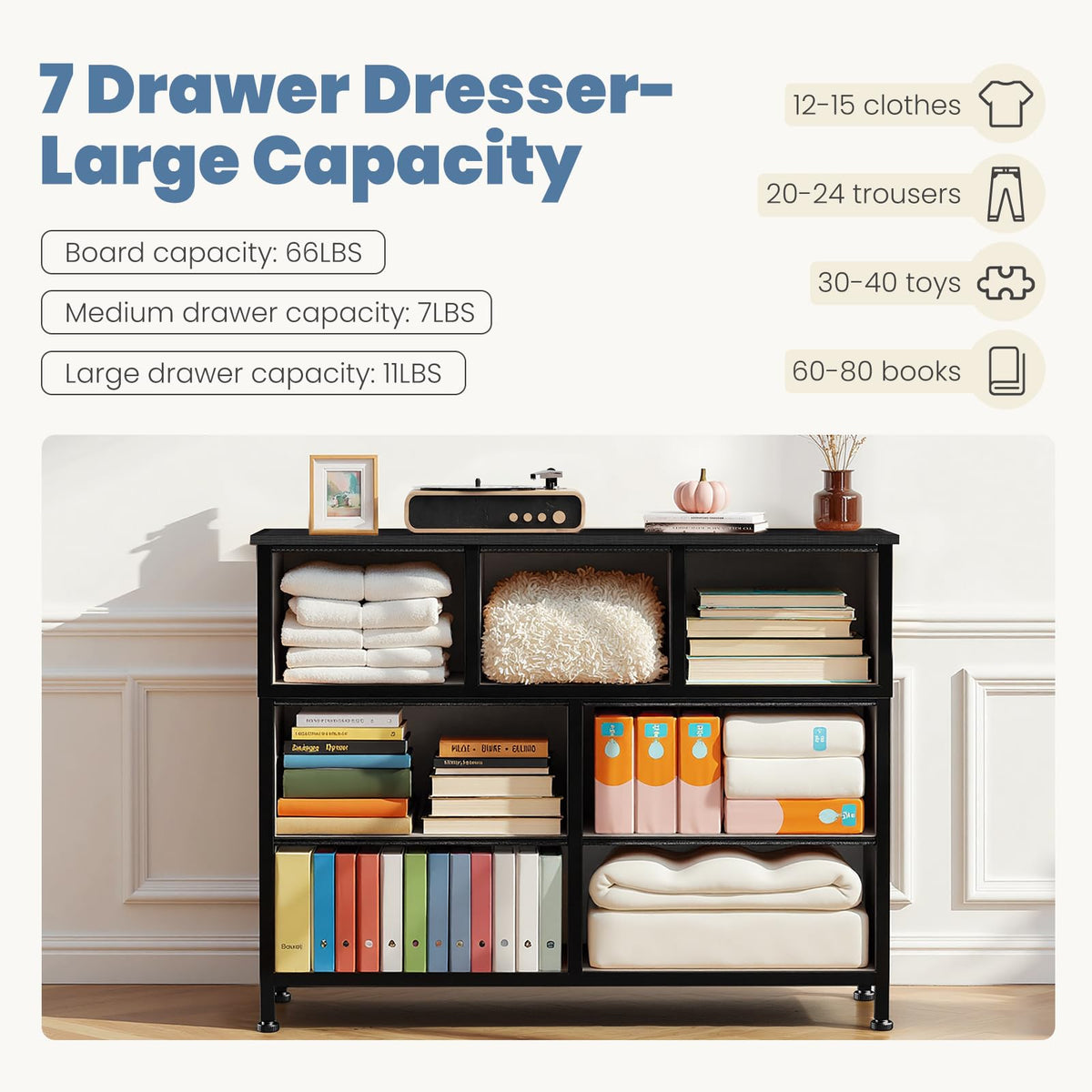 7 Drawer Fabric Dresser O629