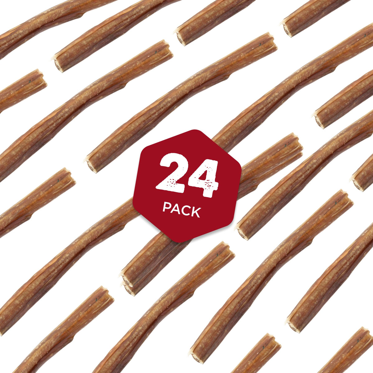 6 Inch Thin Bully Sticks 24 Count Natural Dog Treats E1868